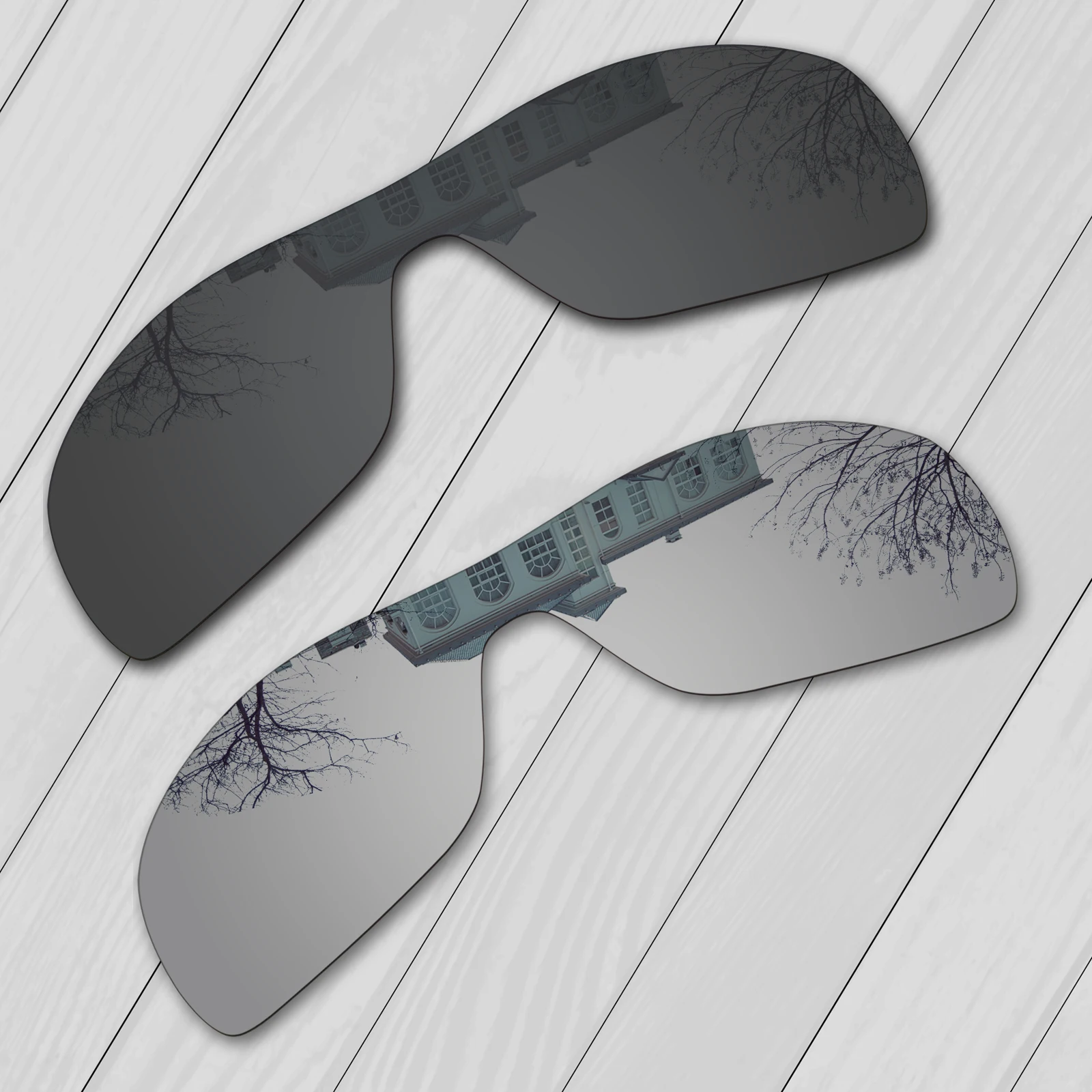 E.O.S 2 Pezzi Nero & Argento Polarizzata Lenti Di Ricambio Per Oakley Antix Occhiali Da Sole