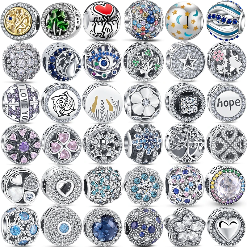 925 Sterling Silver Pave Shiny Charm Beads Eye Star Fit Original Pandora Bracciali Bangle Women Diy Luxury Fine Jewelry Gift