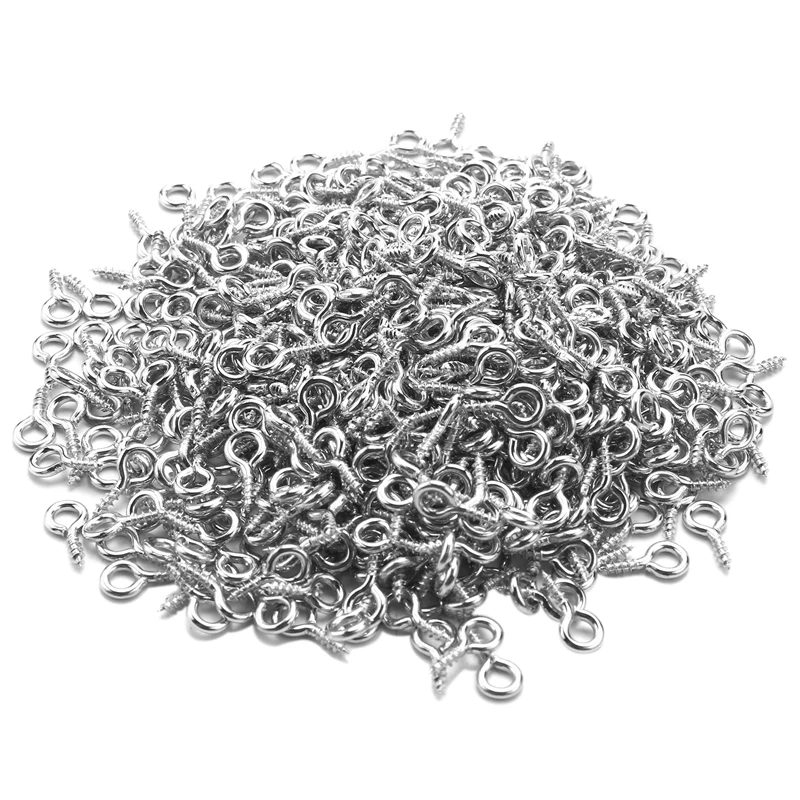 600 Pezzi Di Mini Vite Eye Nail Jewelry Piccola Vite Eye Needle, Eye Needle Hook, Eye Thread Silver Buckle Hook Eye Screw Promo