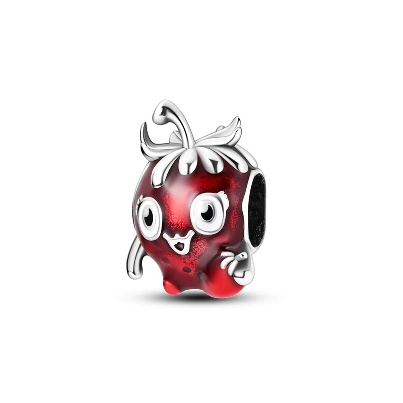 Interessante 925 Sterling Silver Big Eyes Red Q Edition Strawberry Charm Fit Pandora Bracciale Gioielli In Uscita Giornalieri Per Bambini
