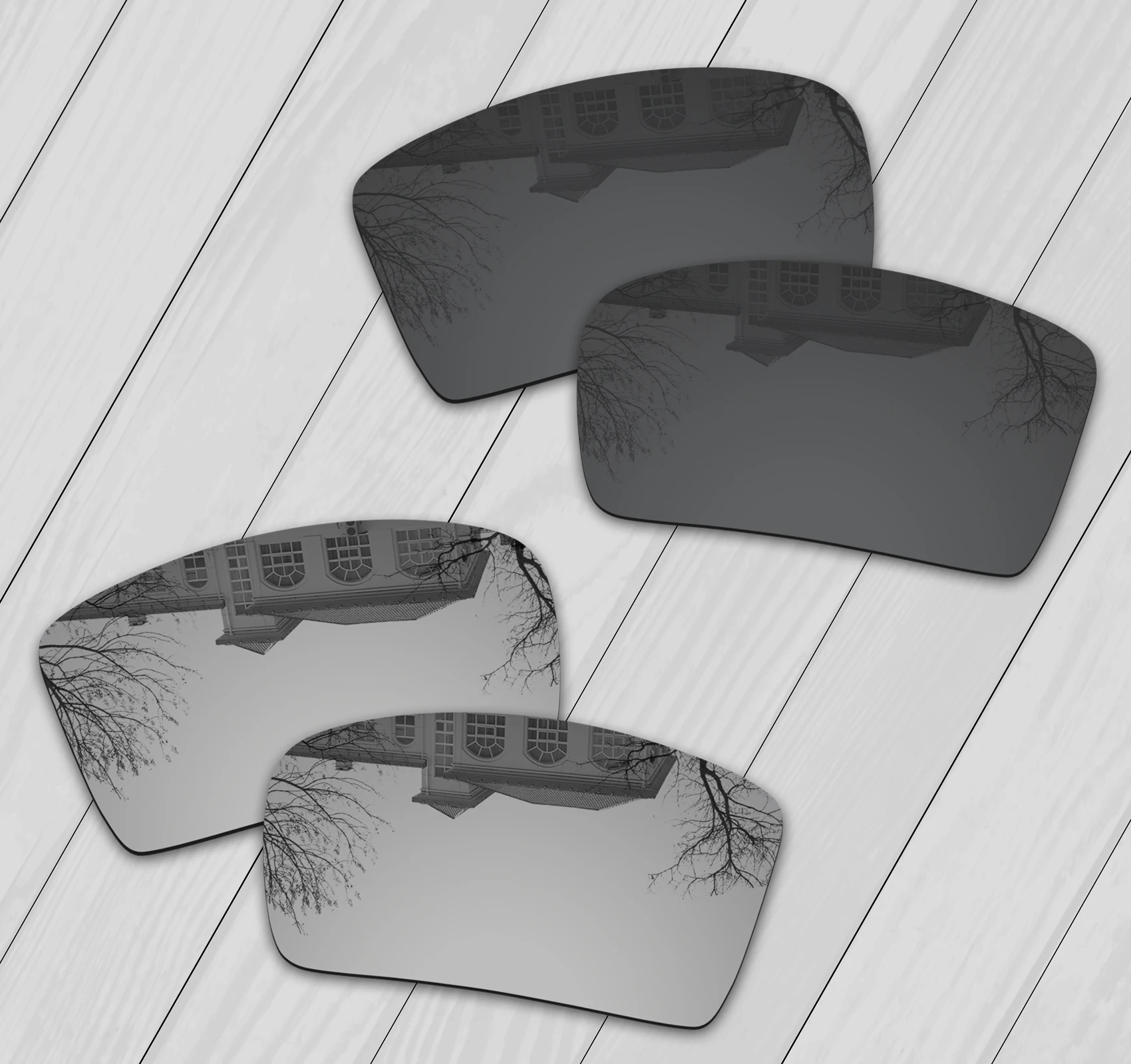E.O.S 2 Pairs Nero & Argento Polarizzata Lenti Di Ricambio Per Oakley Eyepatch 2 Oo9136 Occhiali Da Sole