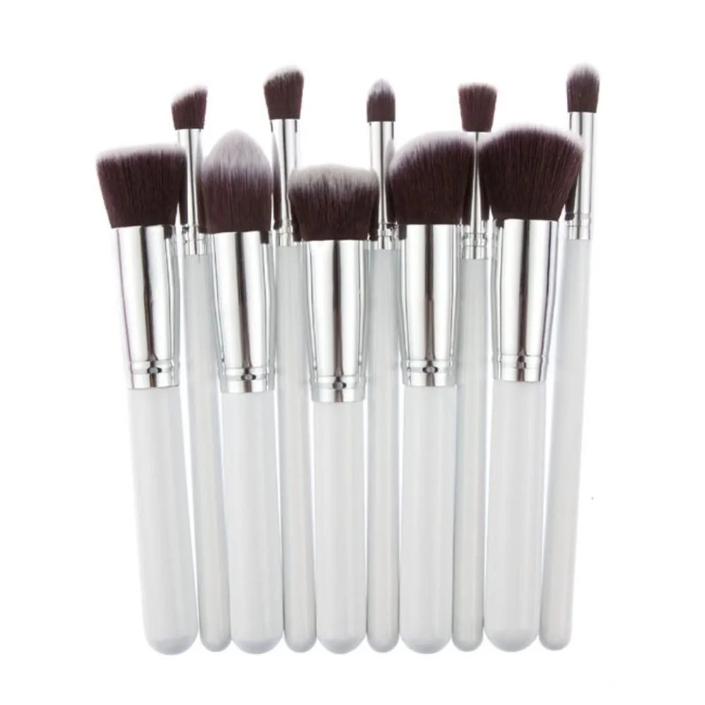 10 Pz Fashion Silver E Gold Professionale Cosmetici Molli Occhio Sopracciglio Dell'Ombra Makeup Brush Set Tool Kit Pinceles De Maquillaje