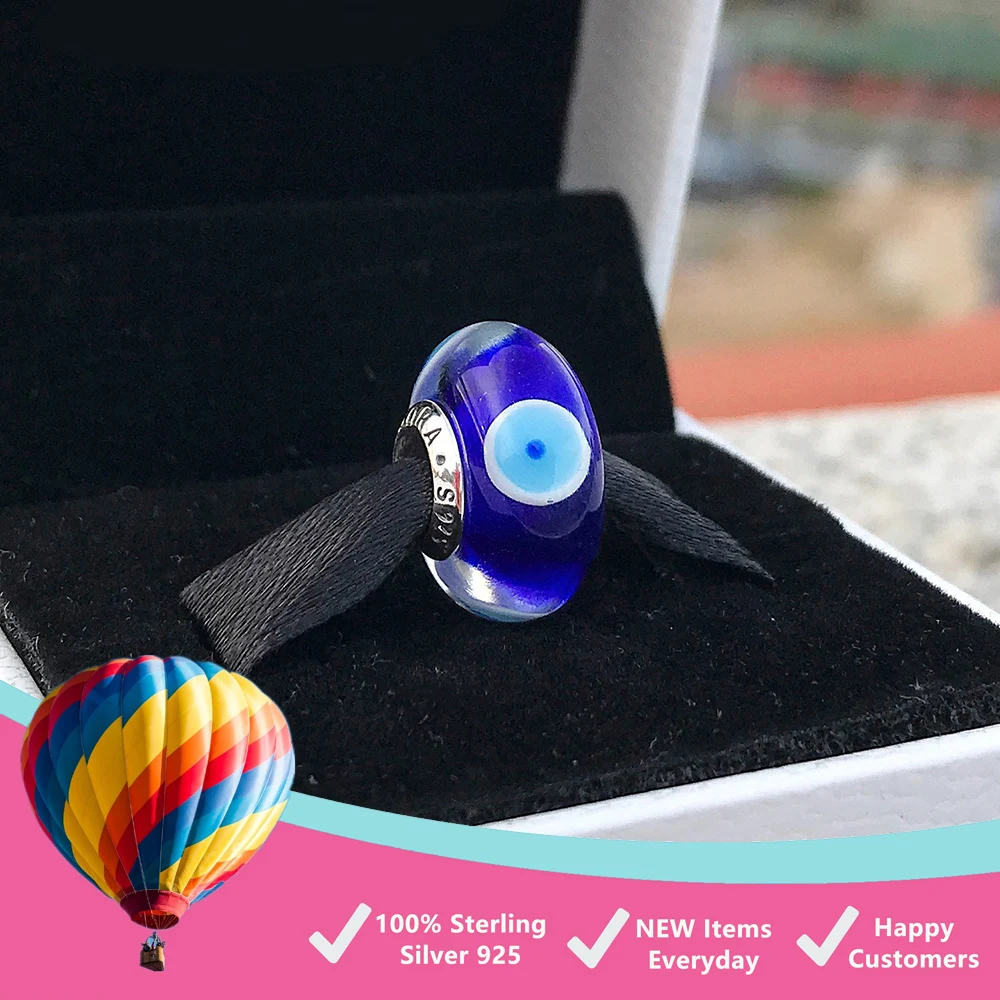 2022 Evil Eye Protection Charm 925 Sterling Silver Murano Bead Charm Fit Originale Pandora Bracciale Gioielli Regali