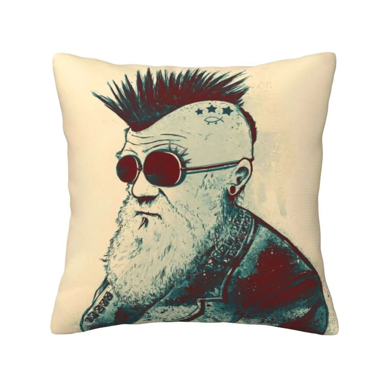 Evolution Of Fashion Sofa Throw Pillow Cover Federa Darwin Theory Evolution Science Portrait Punk Mohawk Piercing Studs