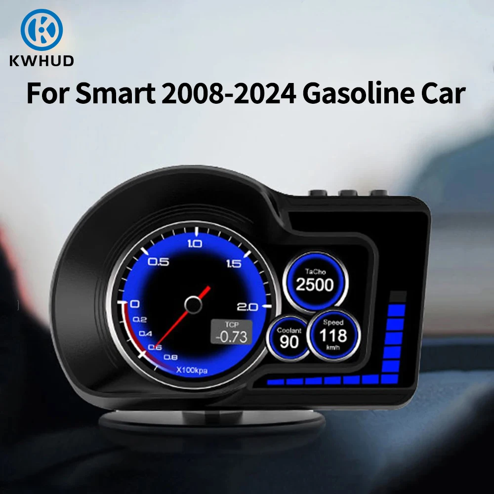 Kwhud Hud Obd2 Display Computer Di Bordo Tachimetro Per Auto Misuratore Di Temperatura Dell'Acqua Per Smart Fortwo 453 451 450 2008-2024 Benzina