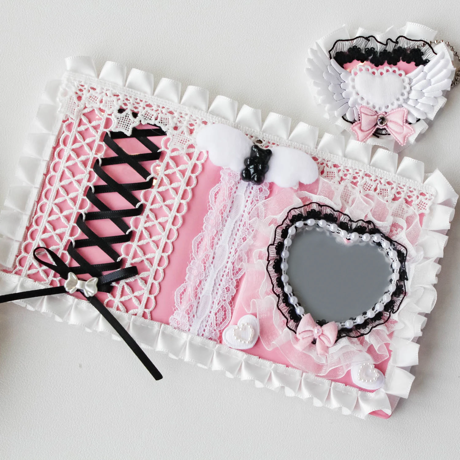 Kawaii Ribbon Bowknot Album Fotografico Kpop Cards Sleeve Binder 40 Tasche Pink Id Card Book Handmade Lace Toploader Per Idolo