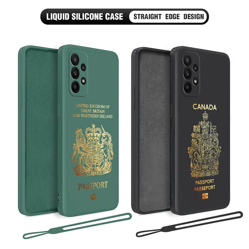 Usa Uk England Canada Custodia Per Telefono Passaporto Per Samsung Galaxy S24 S23 S22 S21 S20 S10 S9 Note 20 10 Ultra Plus Pro Fe 4G 5G Cover