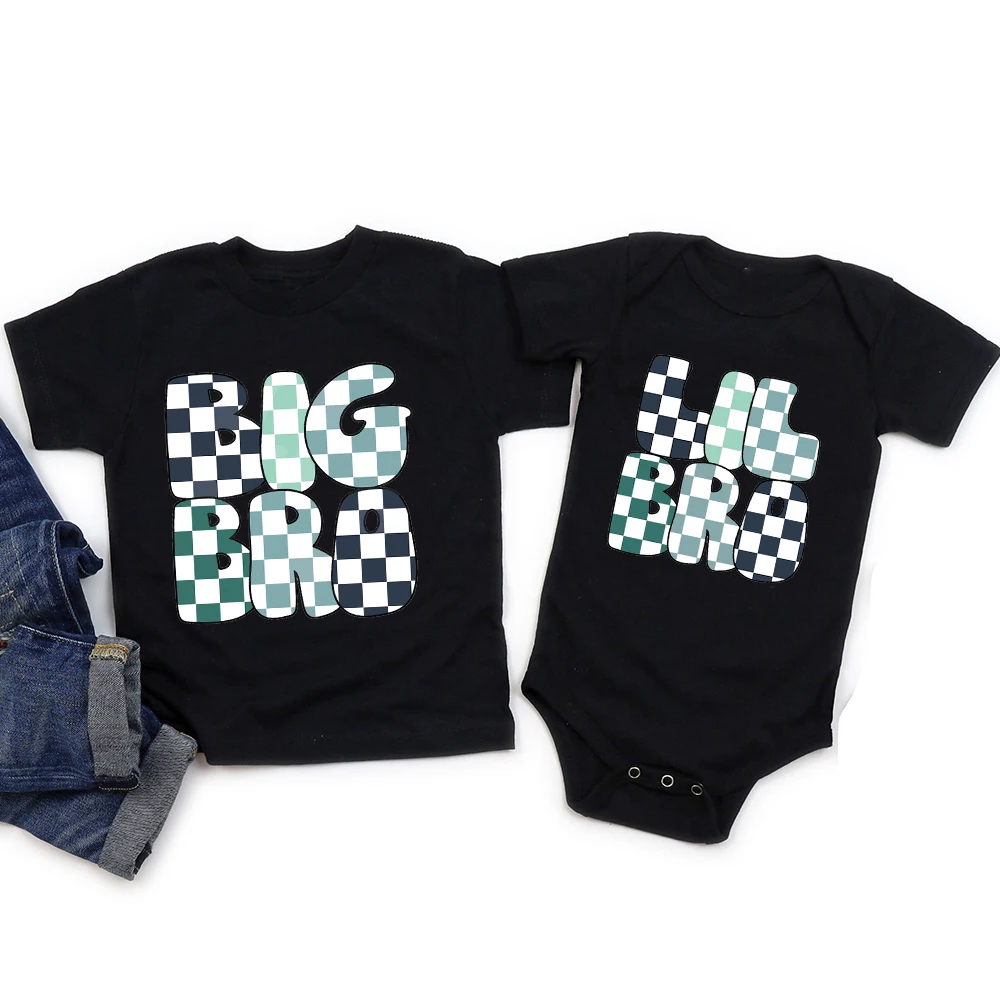 Camicie Abbinate Per La Famiglia Big Bro Lil Bro Retro Toddler Shirt Vintage Brother Shirt Siling To Be Matched Top Clothes