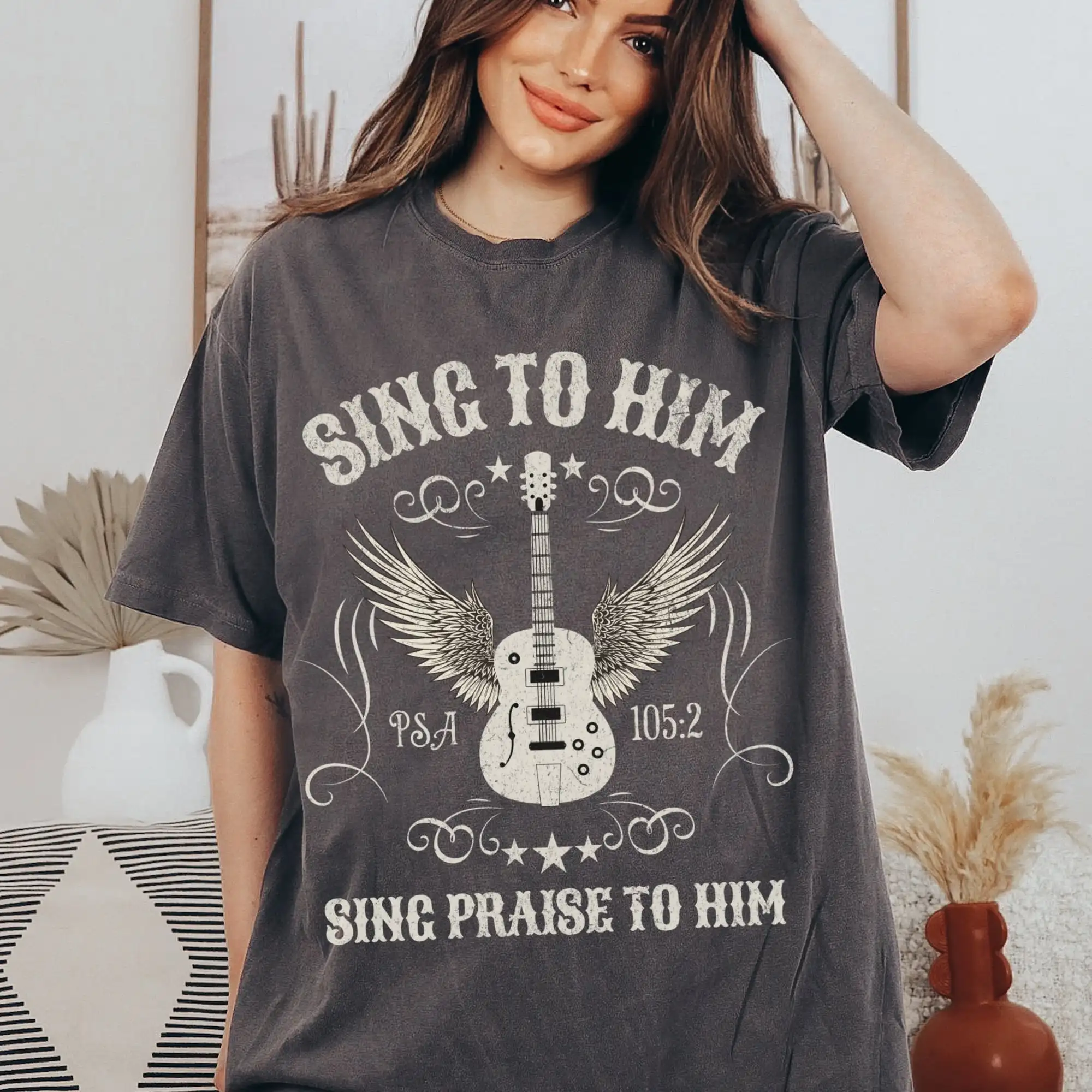 Culto T Shirt Faith Based Western Comfort Colors Retro Christian Guitar Musicisti