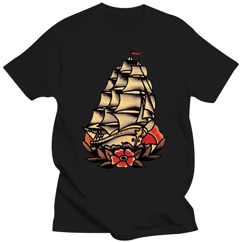 2019 Maglietta Divertente Sailor Jerry Pirate Ship Tshirt Uomo Tee