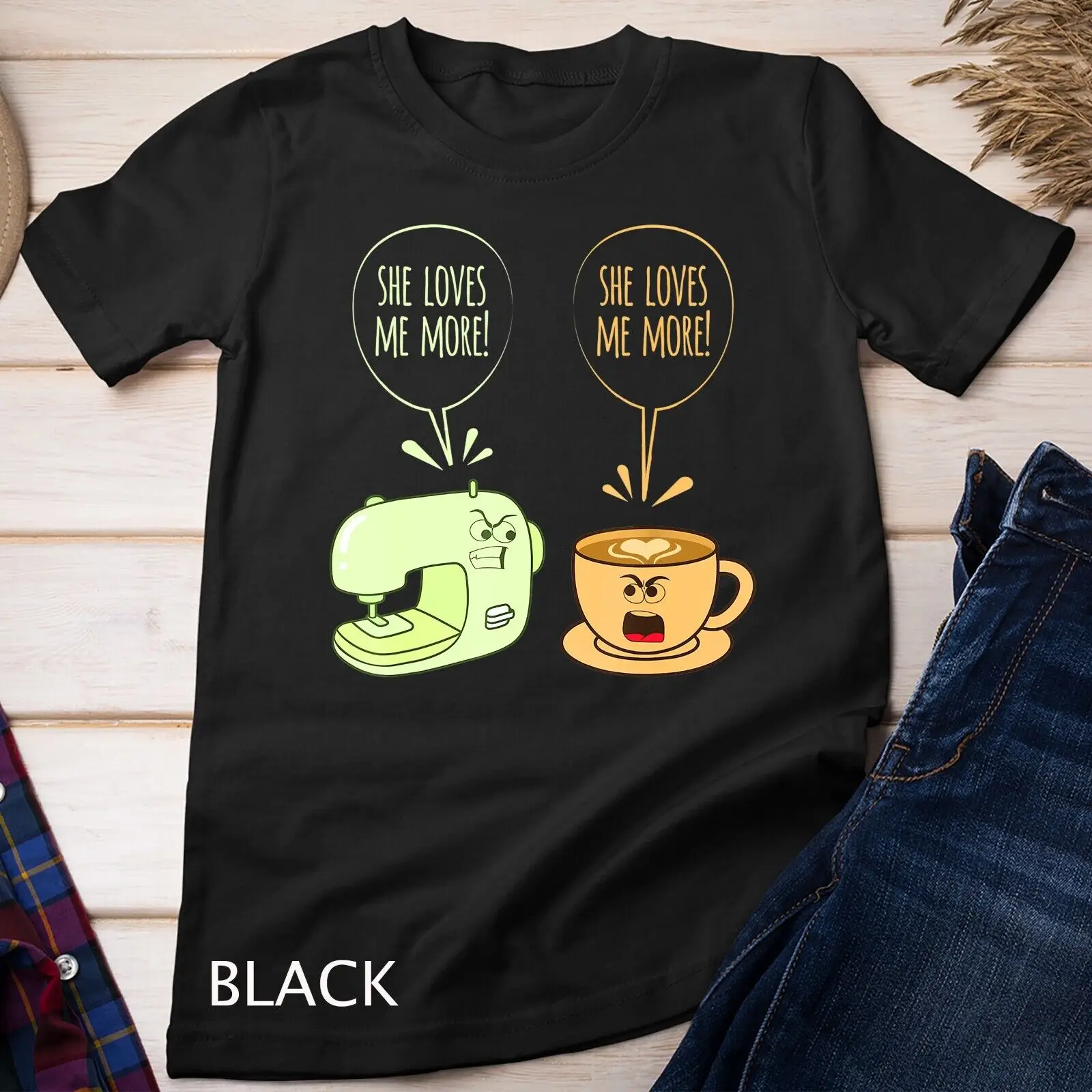 Macchina Da Cucire Caffè Divertente Cucire Quilting Seamstress Fogna T-Shirt Unisex T-Shirt