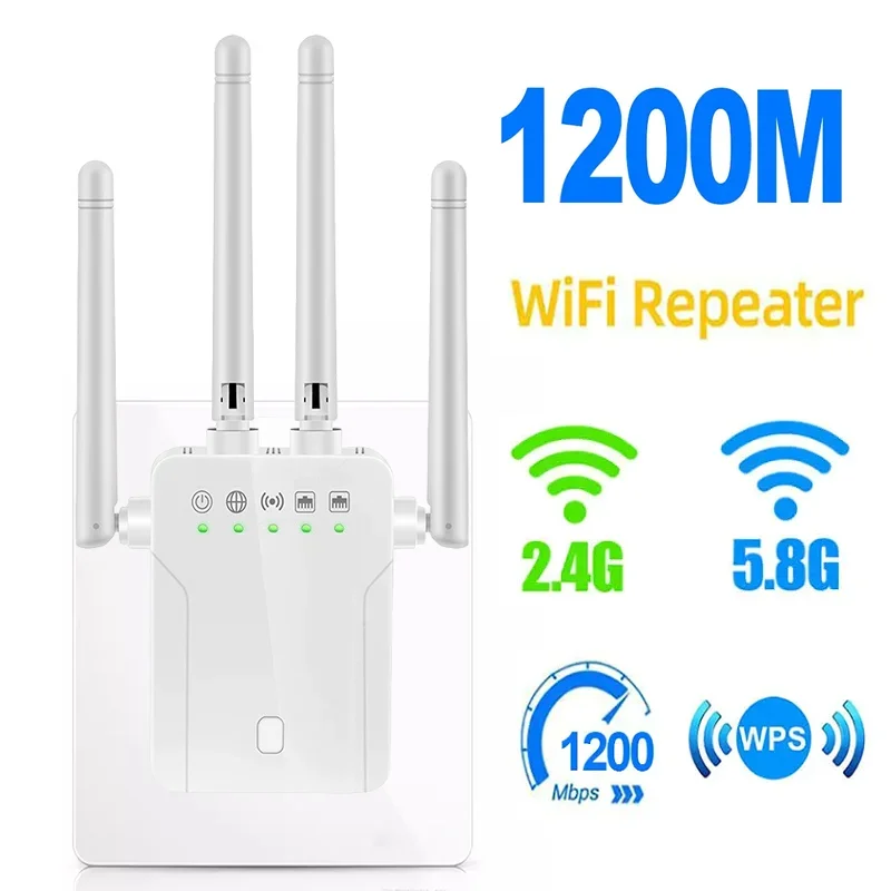 Amplificatore Ripetitore Di Segnale Wifi Dual Band Da 1200Mbps Wireless Wifi Extender Cellulari Booster Segnale Wifi Migliorato