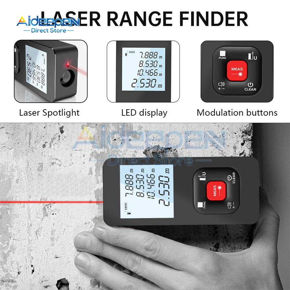 Mini Distanzimetro Laser Distanzimetro Digitale Strumento Laser Tape Range Finder Costruzione Misura Rigola 50M/100M