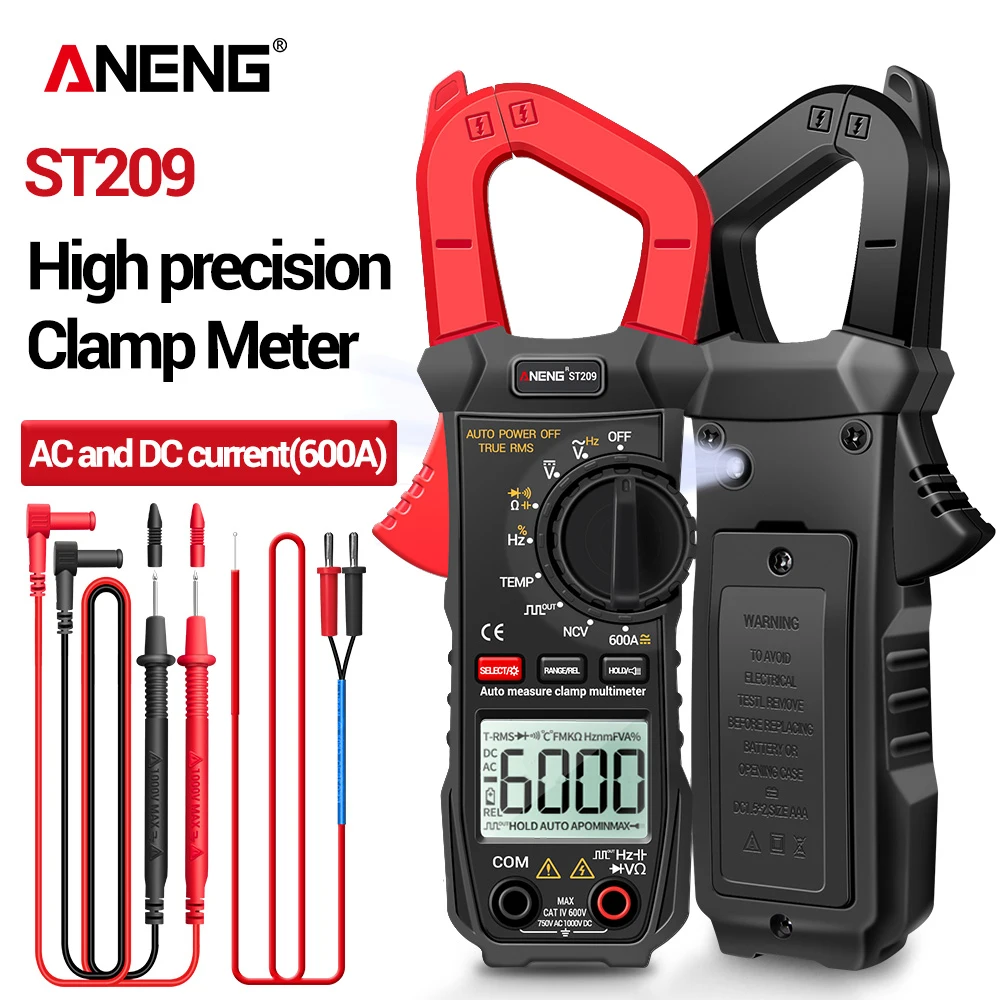 Aneng St209 6000 Conteggi True Rms Digital Professional Multimetro Clamp Dc/Ac Current Clamp Tester Meters Voltmetro Auto Range