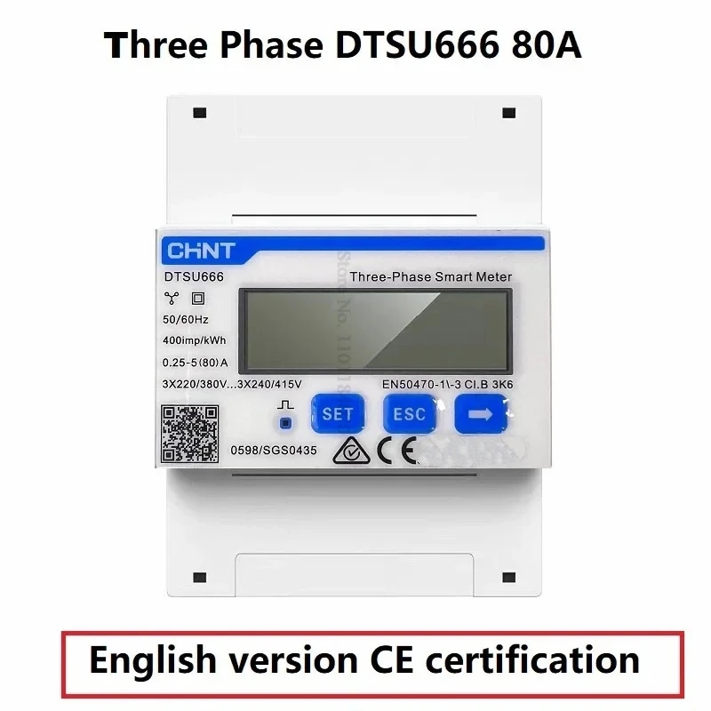 Contatore Di Energia Elettrica 3 Fasi Binario Di Guida A Quattro Fili Tipo Dtsu666 Chint 80 A Inverter Inglese Rs485