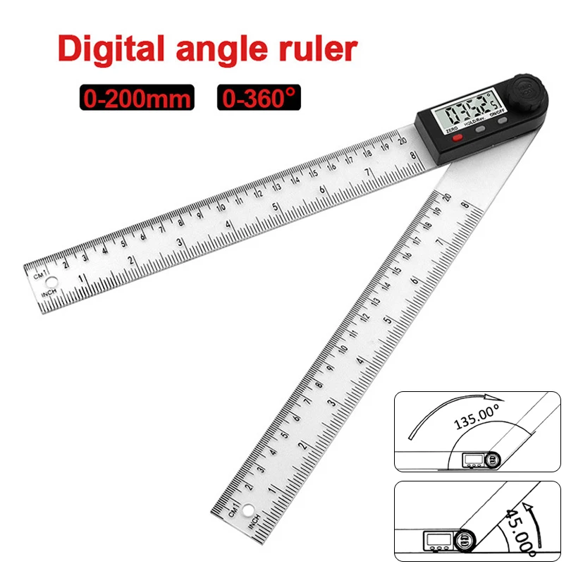 200Mm Goniometro Digitale Lunghezza Angolo Righello Angolo Finder Metro Goniometro Plastica 360 Goniometro Inclinometro Strumento Di Misura