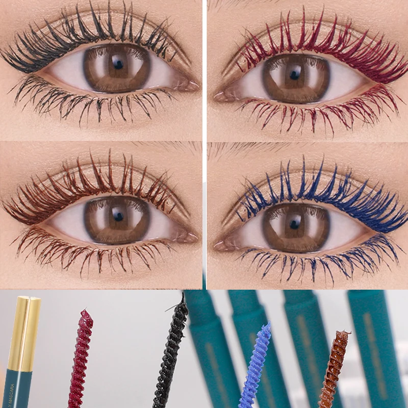 Black Blue Mascara Color Fiber Long Curl Thick Waterproof Effect Extended Brown Mascara Fast Dry Eyelashes Curl Extension Makeup