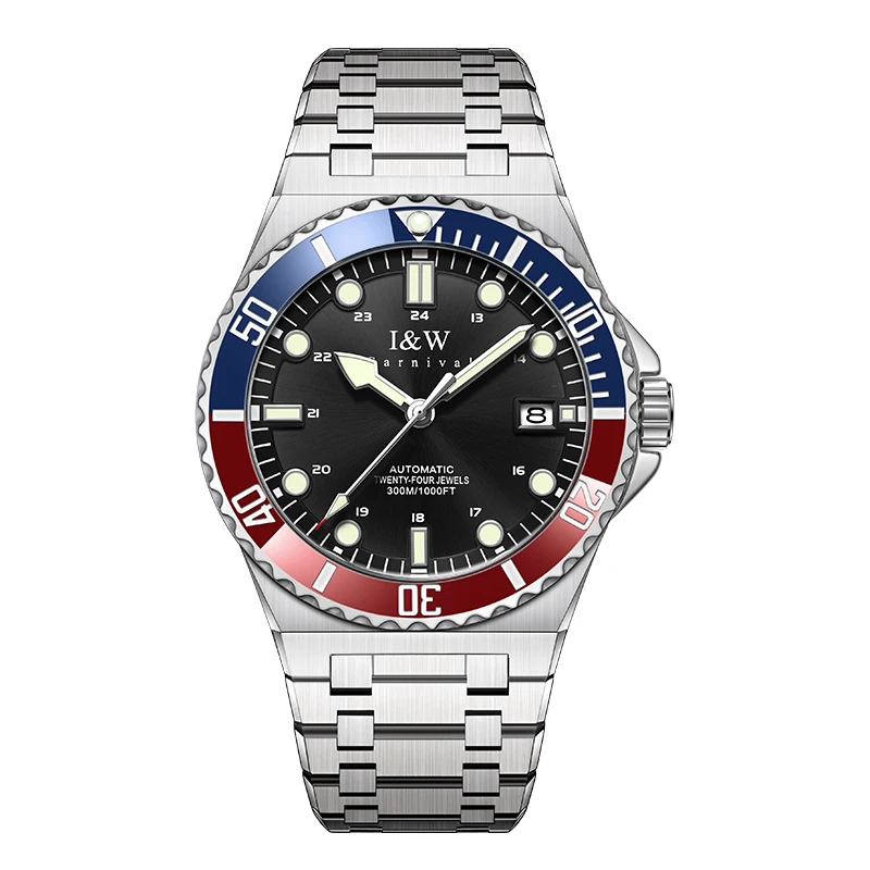 Iw Luxury Brand Sports Diving Swim Calendar Type Watch Sapphire Luxury Man Watch Acciaio Inossidabile 300M Orologi Da Uomo Impermeabili