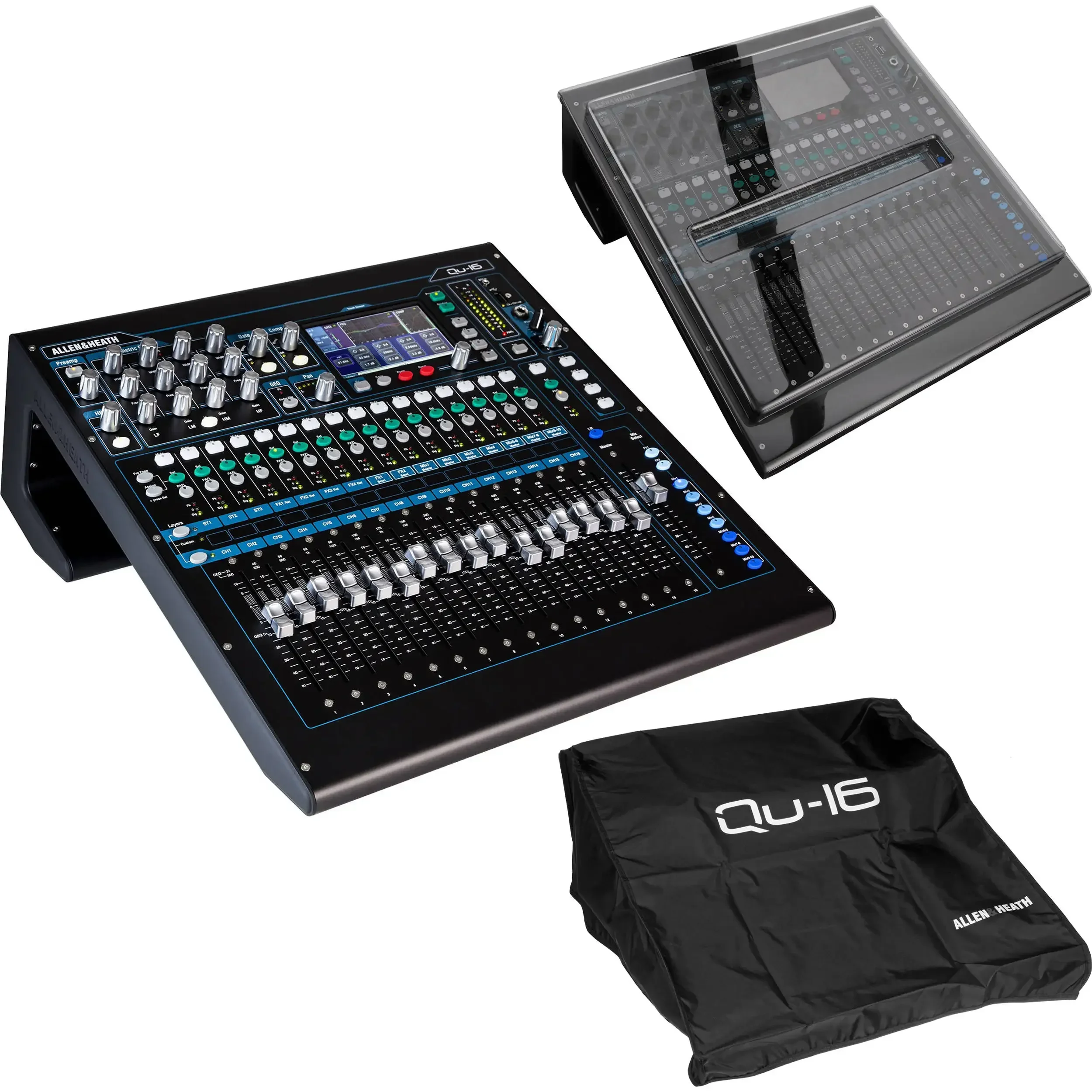 Sconto Sulle Vendite Estive Su Allen & Heath Qu 16 Kit Registratore Mixer Digitale Con Copertura Antipolvere E Decksaver (Edizione Cromata)