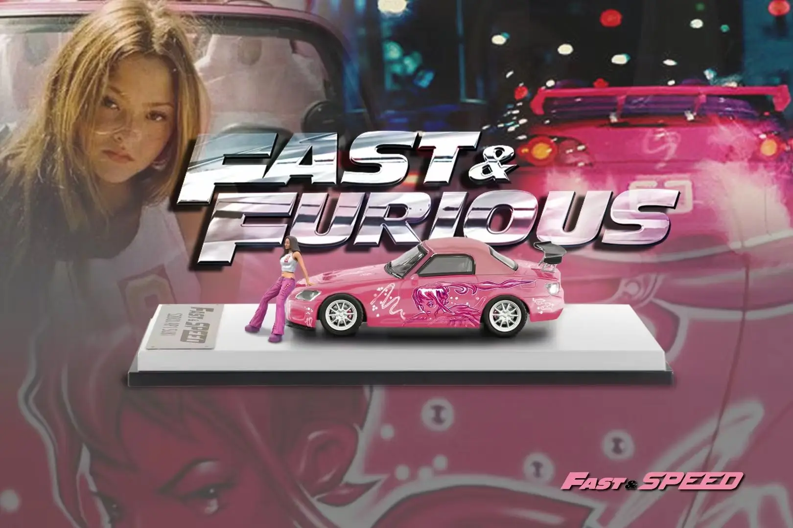 ** Pre-Ordina ** Fast Speed Fs 1:64 S2000 Ap1 Soft Top Fnf Suki Pink Diecast Model Car