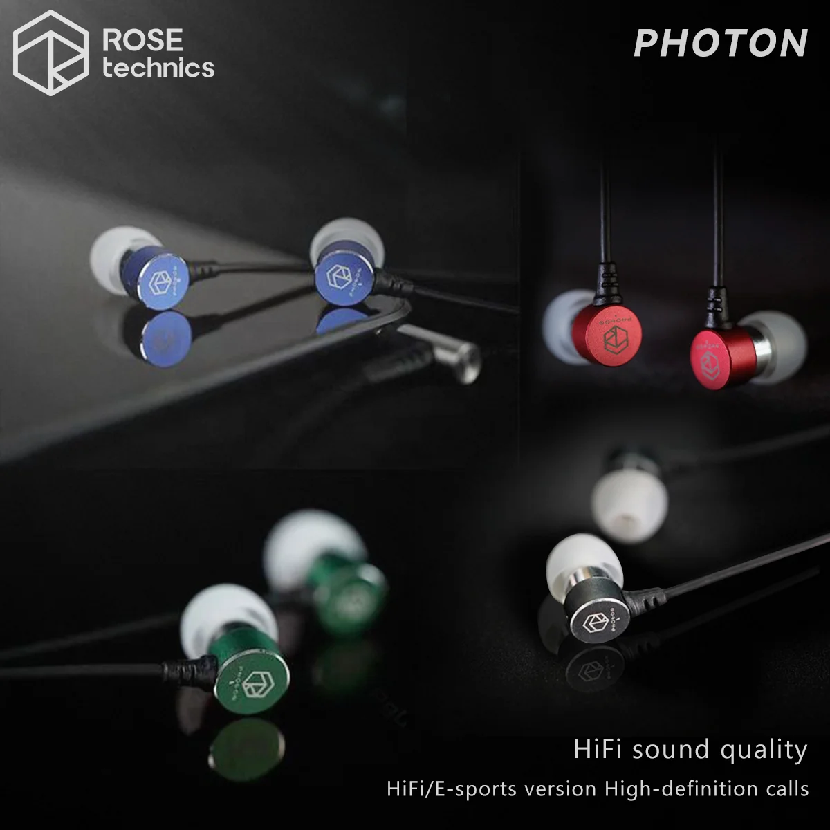 Rose Technics Photon Wired Single Action Coil Versione E-Sport/Hifi/Design Ergonomico/Tappi Per Le Orecchie Entry-Level Cuffie In-Ear