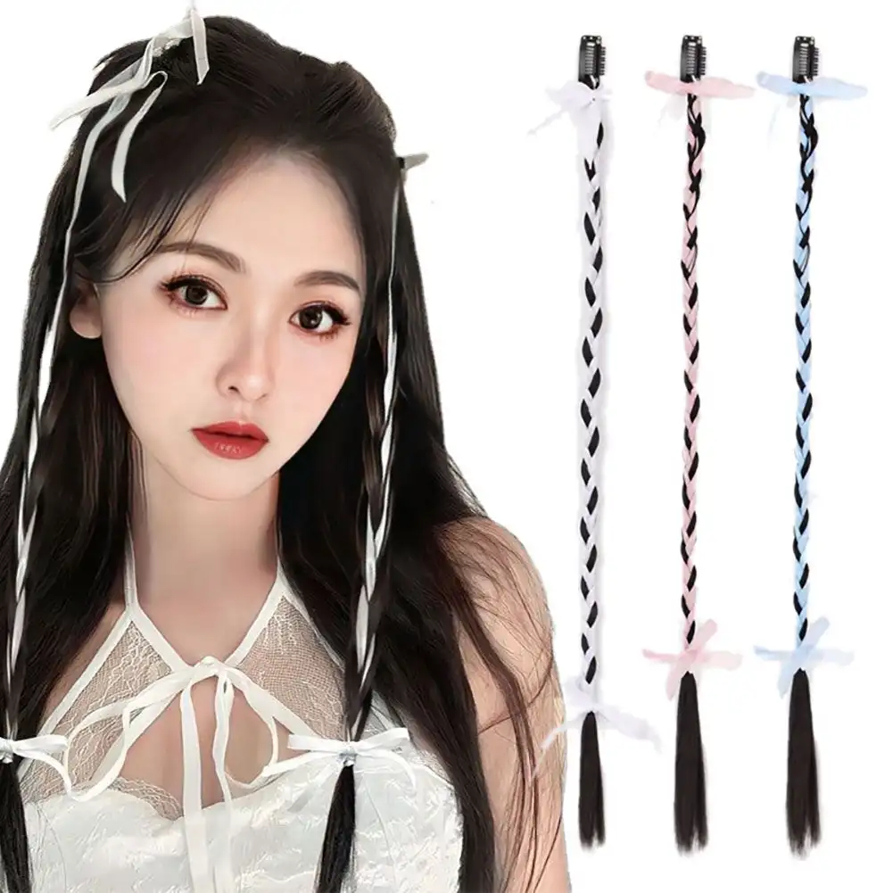 Dolce Cool Parrucca Frusta Coda Di Cavallo Femminile Simulazione Nastro Per Capelli Boxe Twist Braid Bow Doppia Coda Di Cavallo Accessori Per Capelli 