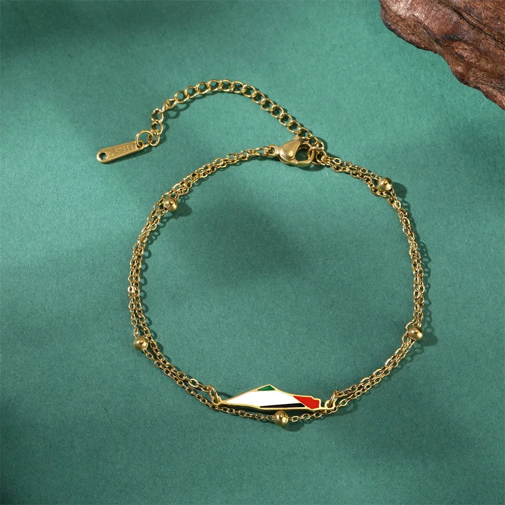 Jeshayuan Israel Palestine Map Flag Charms Bracciali Per Le Donne Bracciale Coppia In Acciaio Inossidabile Con Ciondolo Mappa Del Paese A Doppio Strat