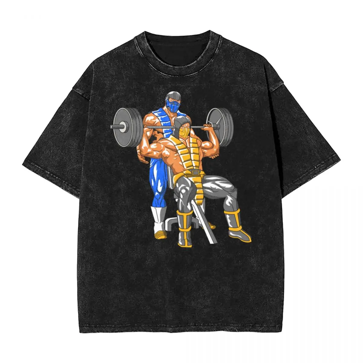 Magliette Lavate Icy Hot Spot Hip Hop Cool T-Shirt Street Mortal Kombat Sub Zero Scorpion Streetwear Top Tee Shirt Per Uomo Donna
