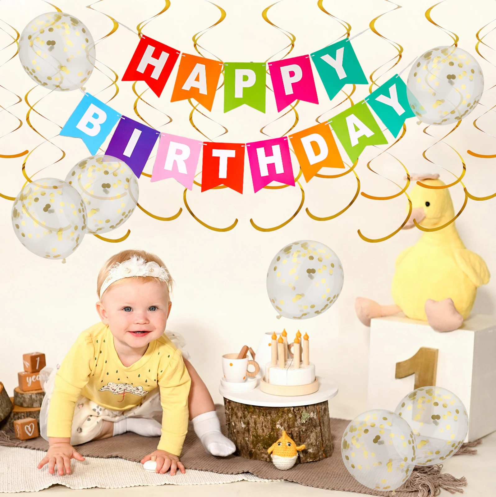 24 Pezzi Set Happy Birthday Banner Hanging Swirls Per La Festa Di Compleanno Streamer Decorazioni Compleanno Banner Decorazioni Di Compleanno