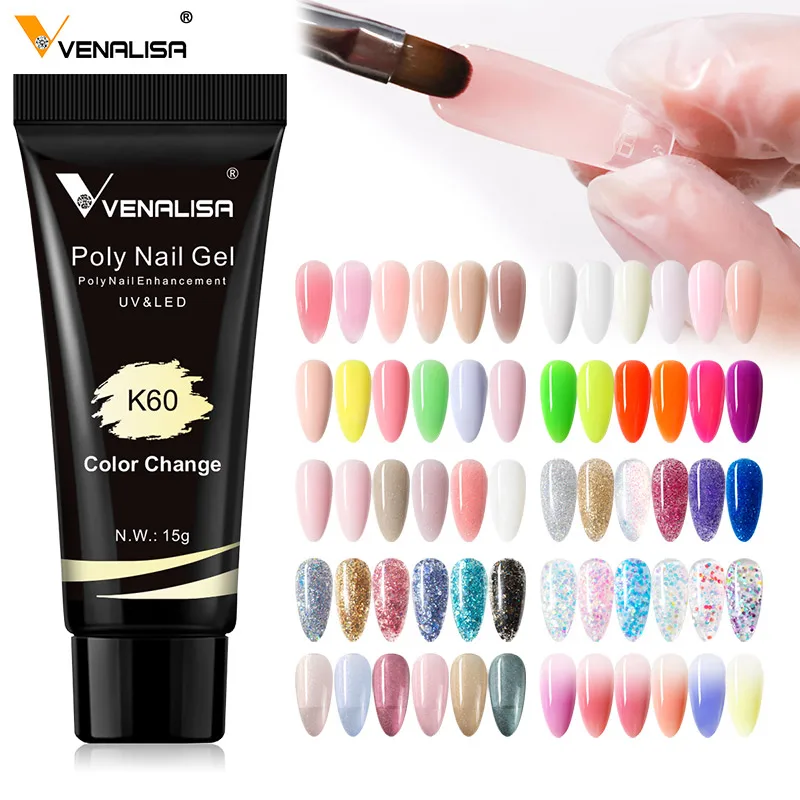 Venalisa Poly Nail Gel 15Ml New Nail Manicure Funny Bunny Color Opal Jelly Gel Nail Quick Building Camouflage Gel Semi Permanente