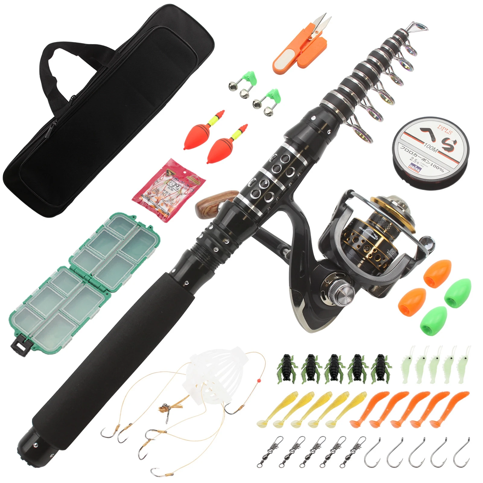 1.8M-3.0M Ultrashort Portable Spinning Rod Reel Combo Fibra Di Carbonio Long Shot Attrezzatura Da Pesca Set Tutto Per La Pesca Pesca