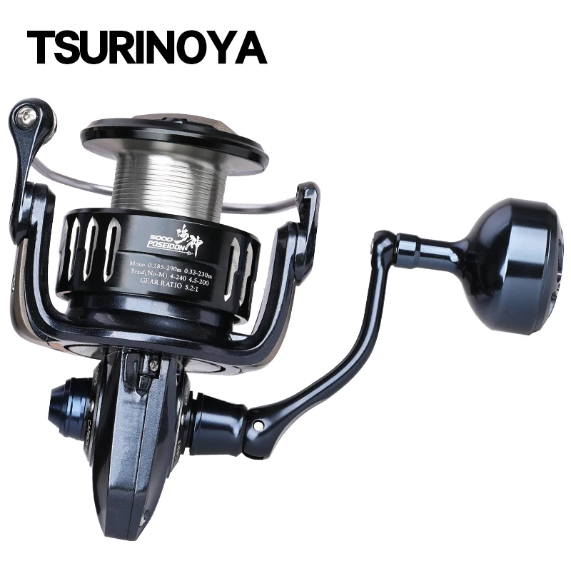 Tsurinoya Full Metal Spinning Reel Poseidon 3000 4000 5000 7000 5.2:1 Ad Alta Resistenza 12Kg Drag Power Pesca Ruota Di Mare In Acqua Salata