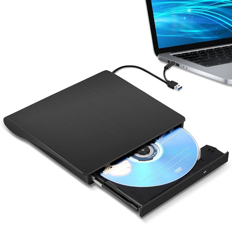 Cd Esterno Dvd +/-Rw Drive, Usb 3.0 E Usb-C Portatile Cd E Dvd Rom Burner Player Rewriter Disc Drive