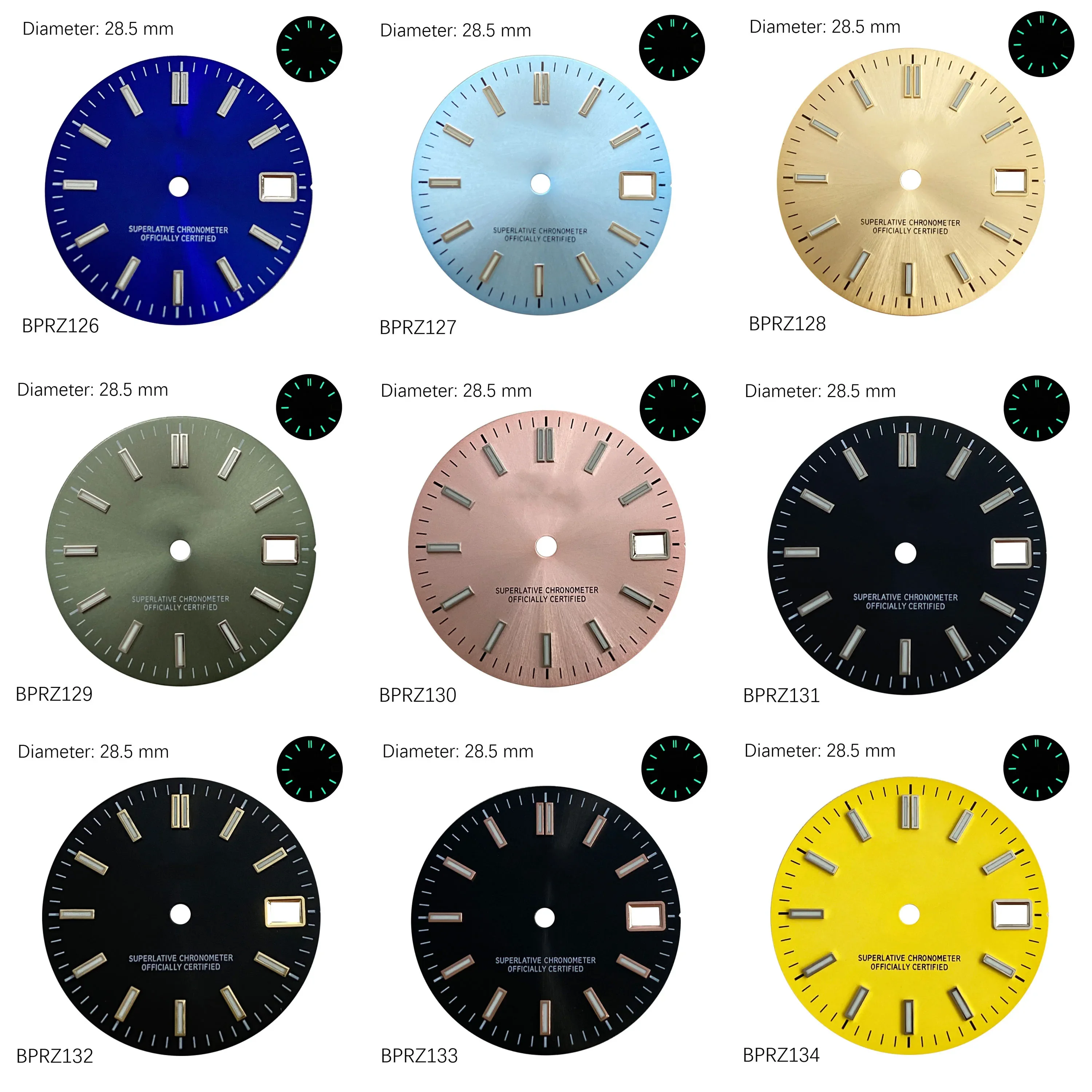 28.5Mm Sun Stripe Nail Scale Date-Just Nh35/4R Dial Watch Accessori Orologio Personalizzato S Dial(1)