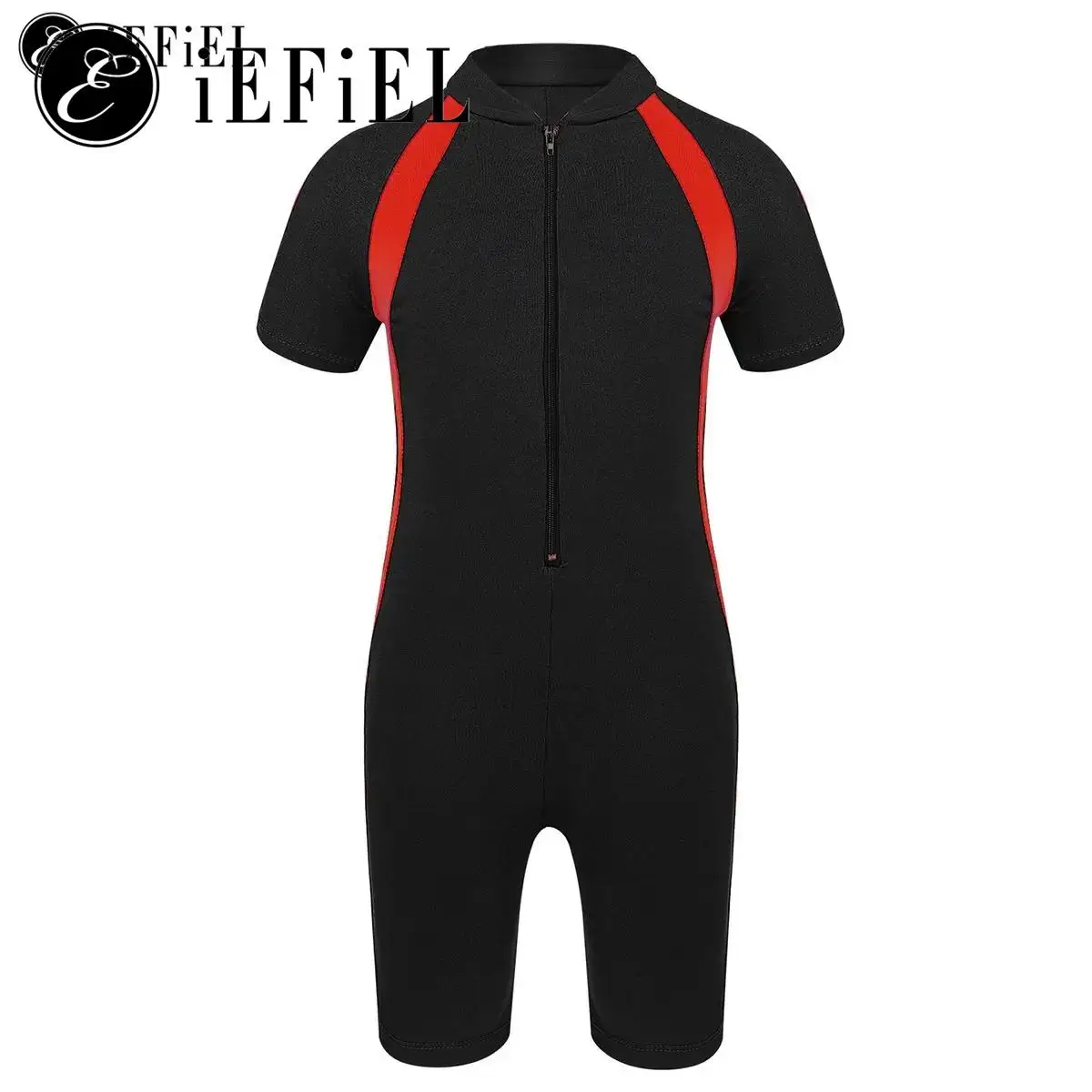 Bambini Ragazzi Ragazze Solido Manica Corta Cerniera Anteriore Boyleg Costume Da Bagno Surf Immersioni Rashguard Camicie Spiaggia Sport Costumi Da Bag