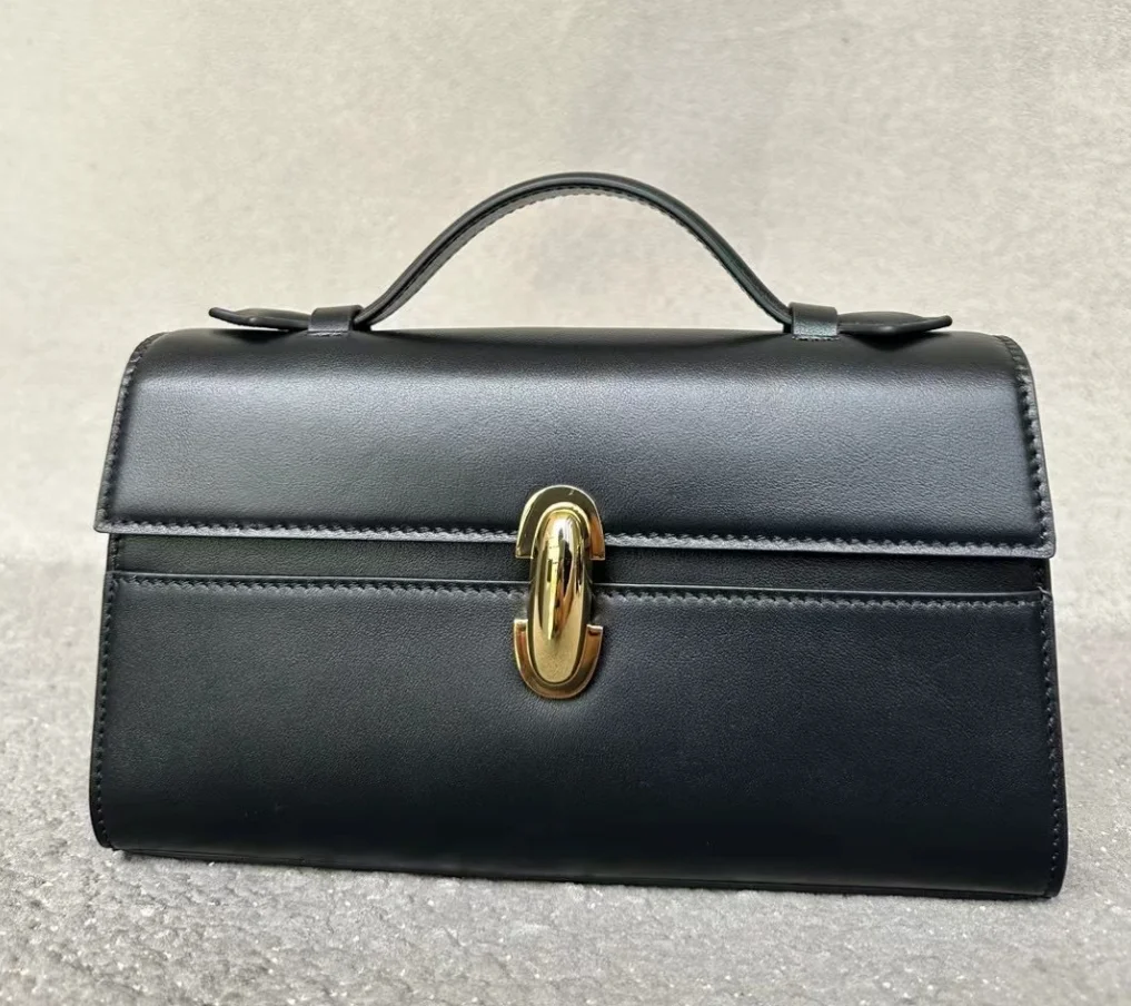Savette Simmetria Pochette Bag In Pelle Di Vitello Donna Piccola Tote Nera