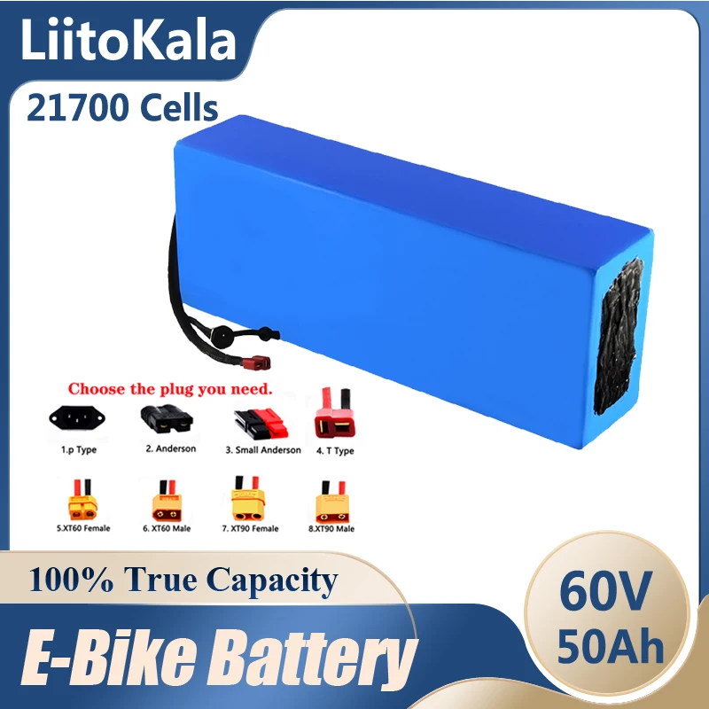 Liitokala 60V 50Ah Scooter Elettrico Bateria 60V 50Ah Bicicletta Elettrica 21700 Batteria Al Litio Scooter 60V 3000W Batteria Ebike