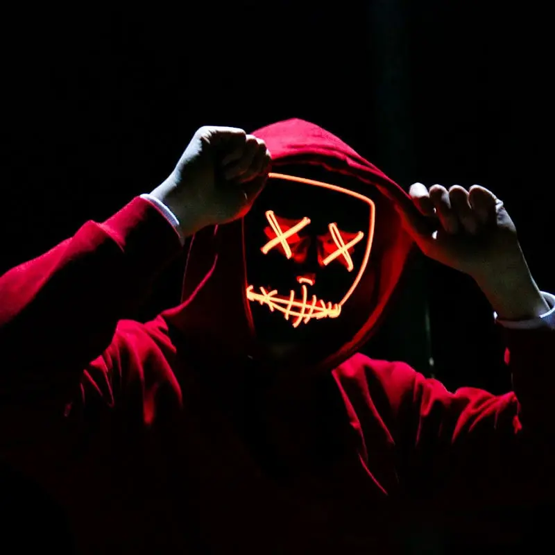 Halloween Neon Led Purge Mask Masque Masquerade Party Masks Light Grow In The Dark Horror Masker Incandescente