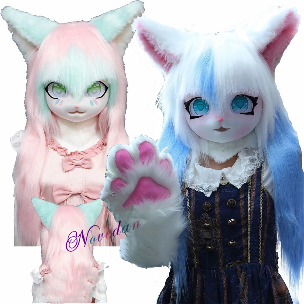 Kig Fursuit Head Base Kigurumi Mask Cosplay Furry Costume Paws Tail Comiket Furries Doll Rabbit Cat Animal Furry Costume Cosplay