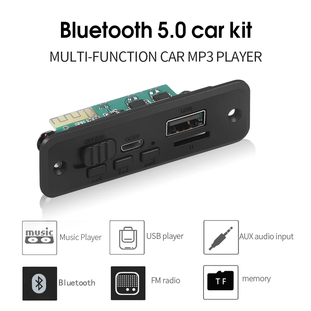 Kebidu Car Kit Dc 5V 2X3W Amplificatore Car Mp3 Player Decoder Board Bluetooth Wireless Fm Radio Module Tf Usb