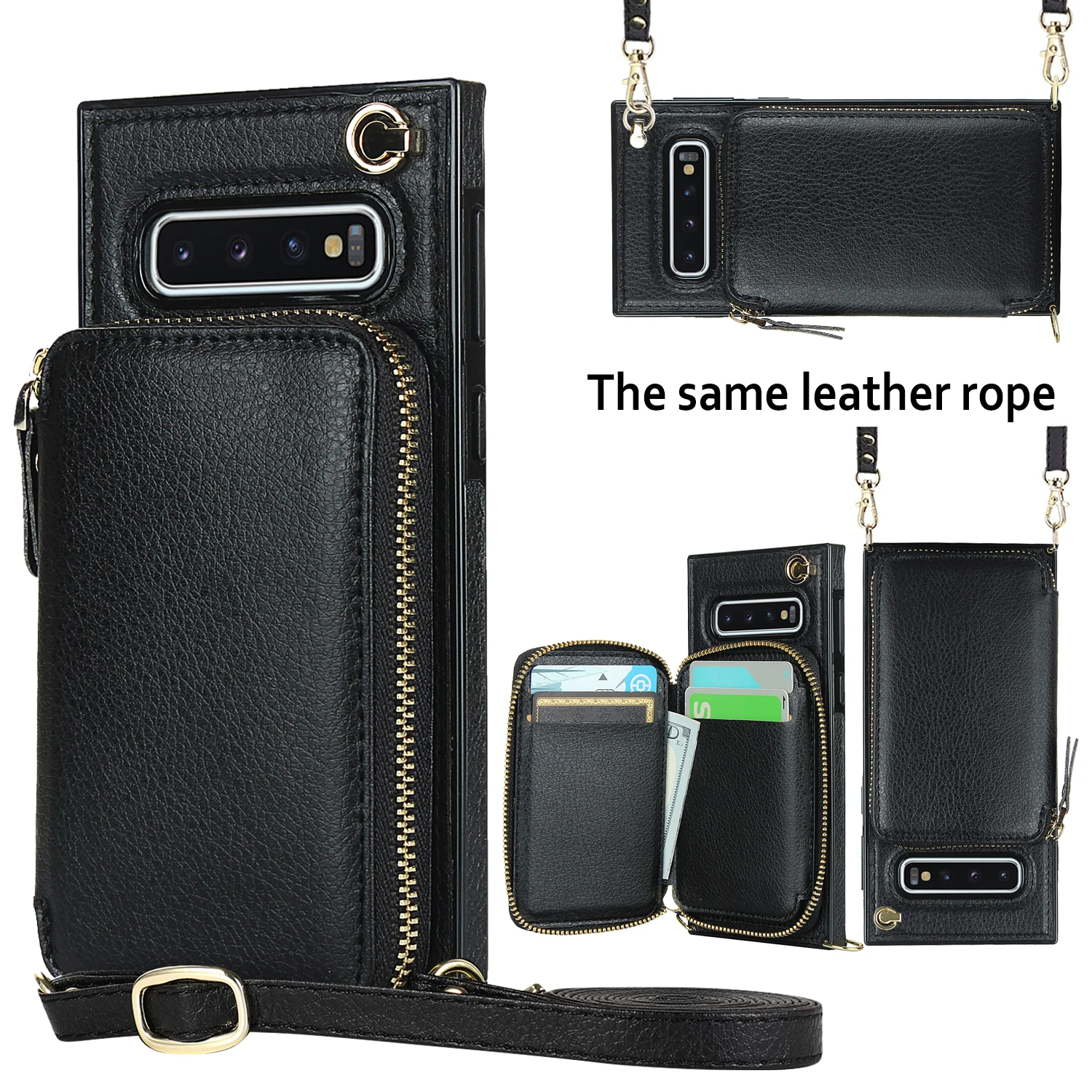 For Samsung Galaxy S9 S9Plus S10 S10E S10Plus Leather Protective Phonecase With Card Slots And Mobile Phone Chain