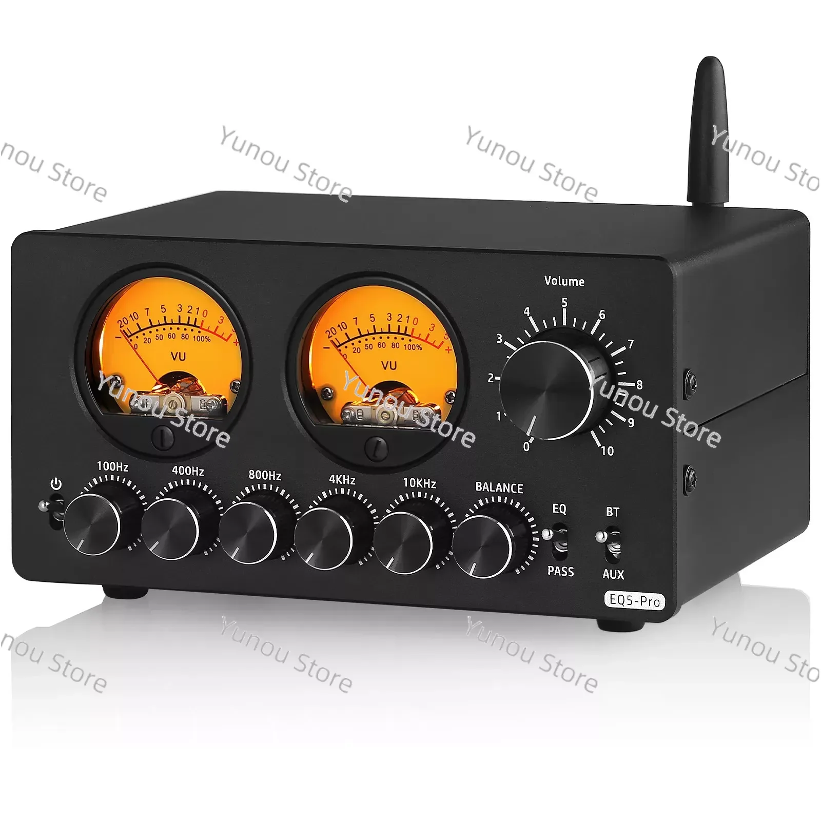 Equalizzatore Eq Preamplificatore A 5 Bande Processore Audio Analogico Aux Da 3.5Mm Per Altoparlante/Amplificatore Con Vu Meter Eq5 Pro Bluetooth