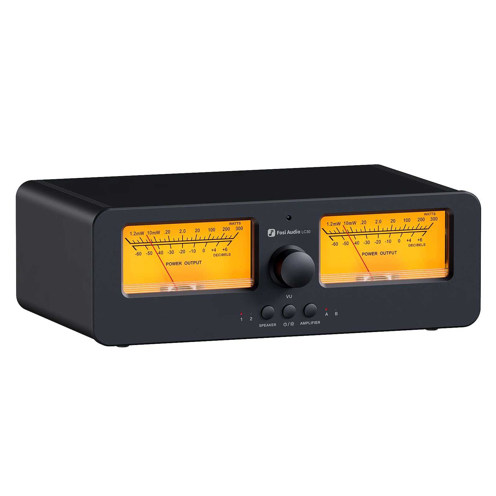 Fosi Audio Lc30 Amplificatore Altoparlante Switcher 2-In-2 Out Dual Analog Vu Meter Audio Switcher Box Con Display A Pannello Db Con Telecomando