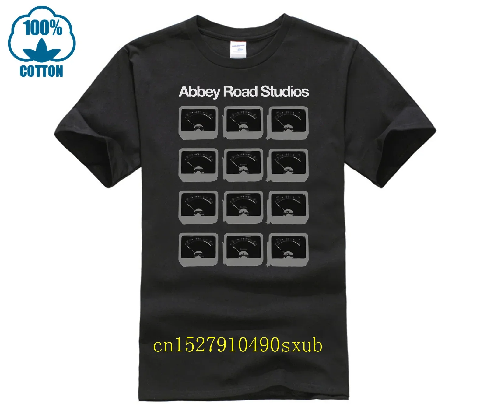 Abbey Road Studio Vu Meters Maglietta Nera Da Uomo (Media)