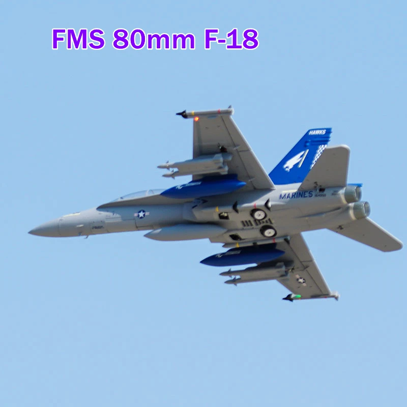 Fms Rc Aereo 80Mm F18 F-18 Super Hornet Ducted Fan Edf Jet 6S 6Ch Con Alette Pnp Modello Hobby Aircraft Avion Boy Gift