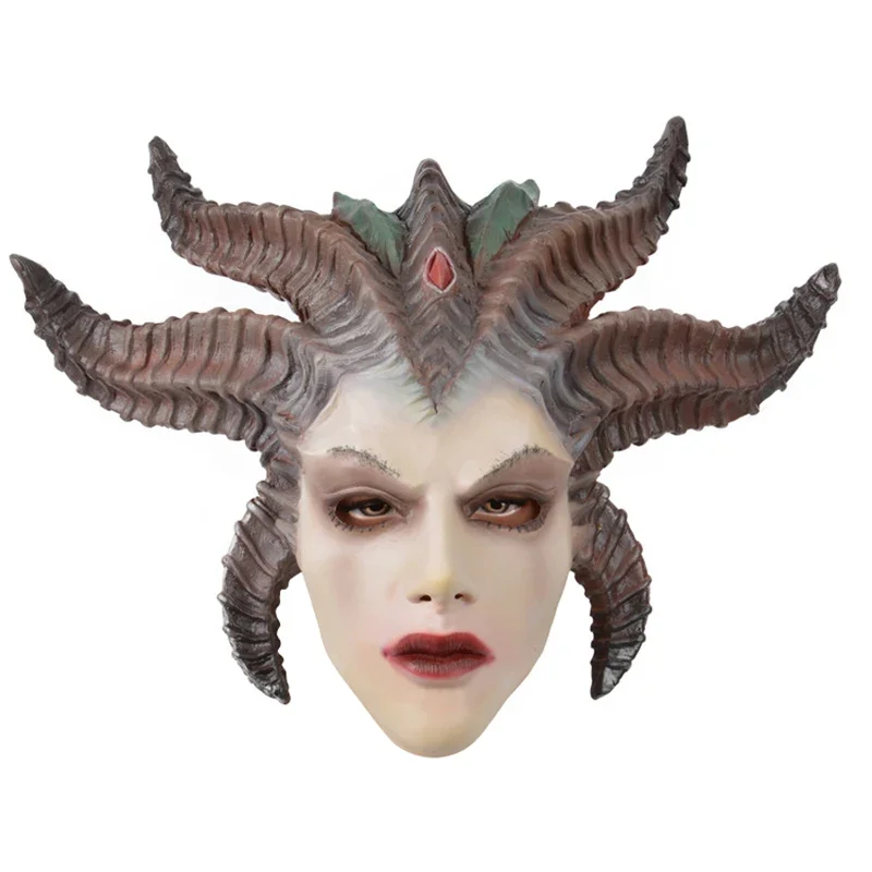Gioco Diablo Iv Lilith Cosplay Mask Latex Rubber Demon Spaventoso Halloween Costume Mask Adultt Taglia Unica