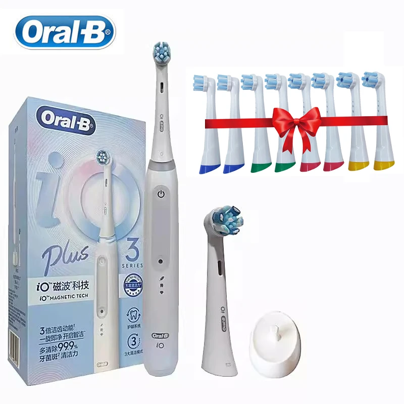 Oral B Io3 Plus Spazzolino Elettrico Controllo Della Pressione Intelligente 3 Modalità Pennello Igiene Orale Timer Impermeabile Spazzolino Da Denti Ri