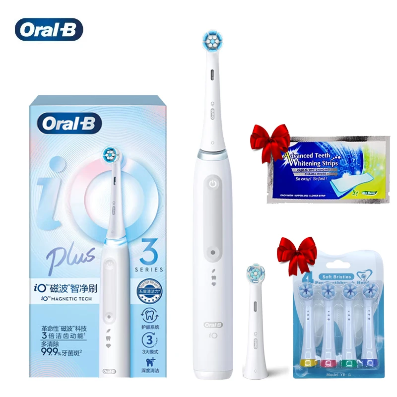 Oral B Io3 Spazzolino Elettrico Intelligente Spazzolino Da Denti Ricaricabile 3 Modalità Di Pulizia Ipx7 Con Testine Di Ricambio Extra Per Spazzolino 