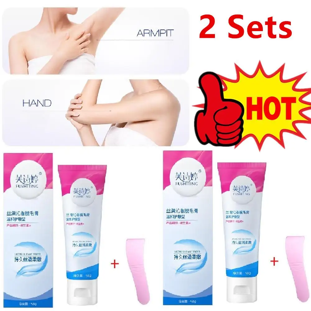 2 Set Crema Per La Depilazione Rapida In Profondità Nei Polimeri Dei Capelli 1 Raschietto Cera Depilatoria Crema Depilatoria Permanente Depilazione