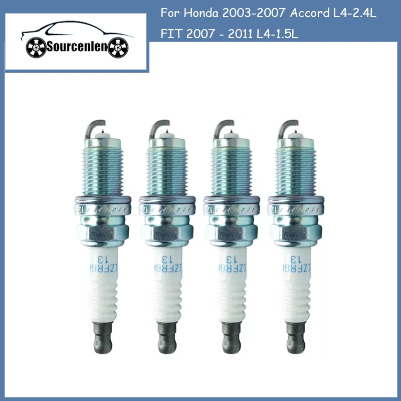 4Pcs Laser Iridium Spark Plug For Honda 2003-2007 Accord L4-2.4L Fit 2007-2011 L4-1.5L Izfr6K13 6774 Auto Part